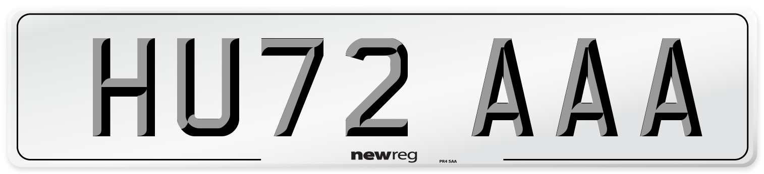 HU72 AAA Number Plate from New Reg